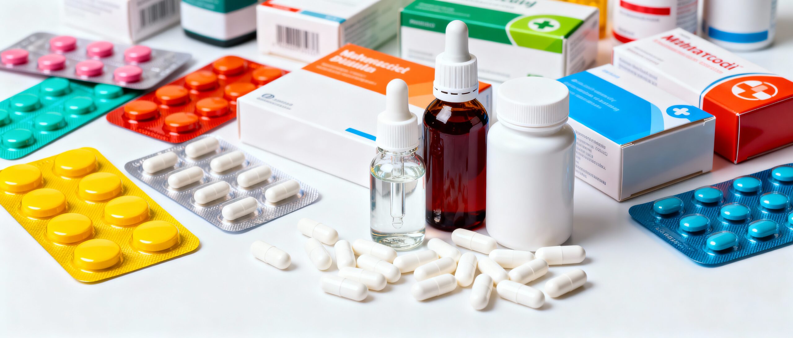 A visual representation of diverse pharmaceutical and nutraceutical products.